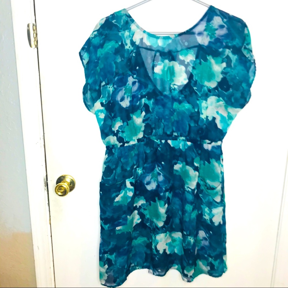 delusional brand sheer teal dress size XL